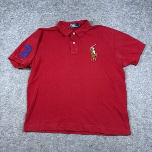 Ralph Lauren Polo Mens Large Big Color Pony Red #3 Embroidered Casual Preppy
